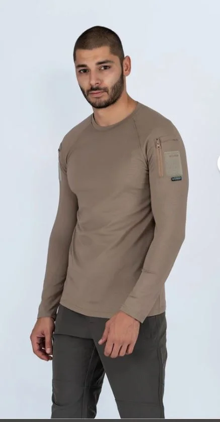 Combat Tactical Outdoor Tişört Günlük Sıfır Yaka Tişörtü T-Shirf - 801- Bej