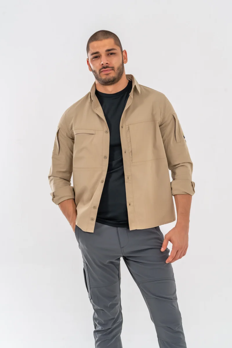 Combat Tactical Taktik Gömlek Fermuar Cepli Koruma Swat Outdoor Gömlek Bej - 420 - Bej